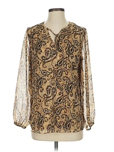 Pre-owned Chico's Long Sleeve Blouse In Gold