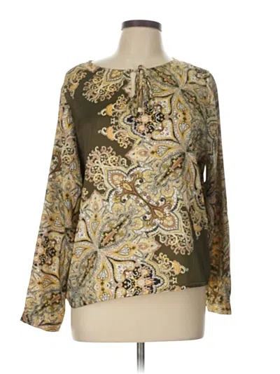 Pre-owned Chico's Long Sleeve Blouse In Gold