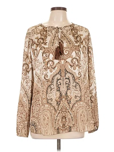 Pre-owned Chico's Long Sleeve Blouse In Gold