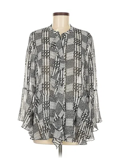 Pre-owned Chico's Long Sleeve Blouse In Gray