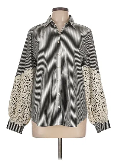 Pre-owned Chico's Long Sleeve Blouse In Gray