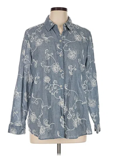 Pre-owned Chico's Long Sleeve Blouse In Gray