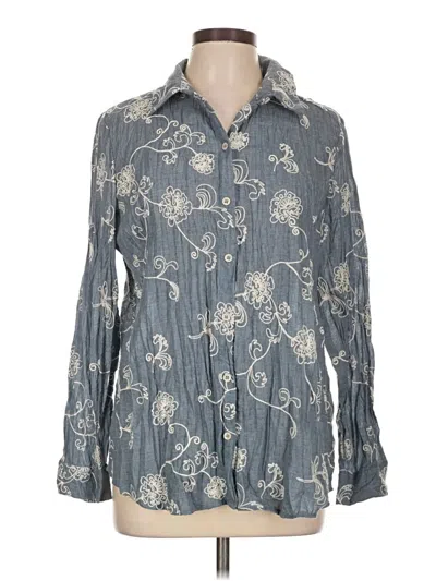 Pre-owned Chico's Long Sleeve Blouse In Gray