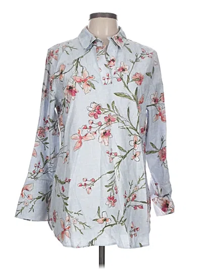 Pre-owned Chico's Long Sleeve Blouse In Gray