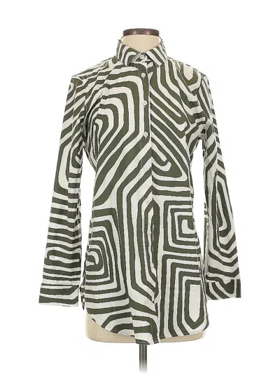 Pre-owned Chico's Long Sleeve Blouse In Green