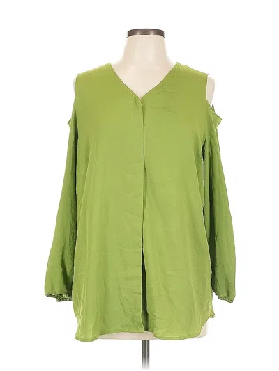 Pre-owned Chico's Long Sleeve Blouse In Green