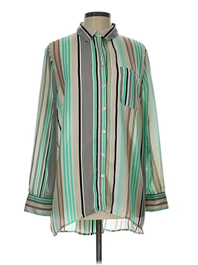 Pre-owned Chico's Long Sleeve Blouse In Green