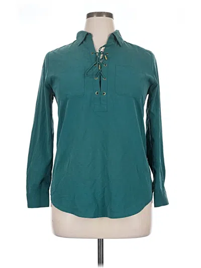 Pre-owned Chico's Long Sleeve Blouse In Green