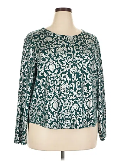 Pre-owned Chico's Long Sleeve Blouse In Green
