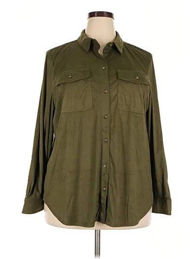 Pre-owned Chico's Long Sleeve Blouse In Green