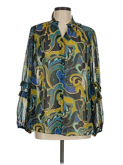 Pre-owned Chico's Long Sleeve Blouse In Green