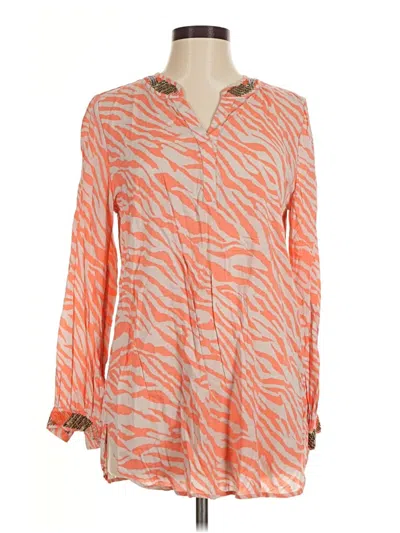 Pre-owned Chico's Long Sleeve Blouse In Orange