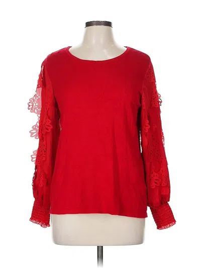 Pre-owned Chico's Long Sleeve Blouse In Red