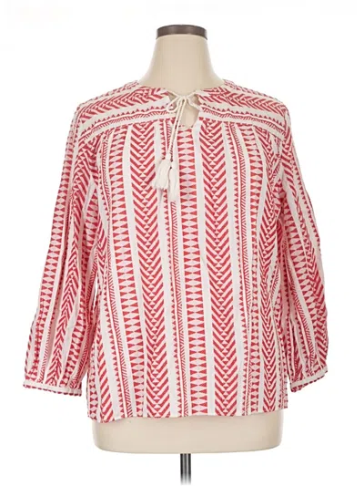 Pre-owned Chico's Long Sleeve Blouse In Red