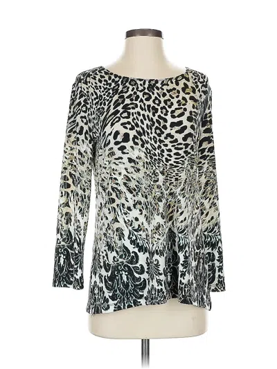 Pre-owned Chico's Long Sleeve Blouse In Silver