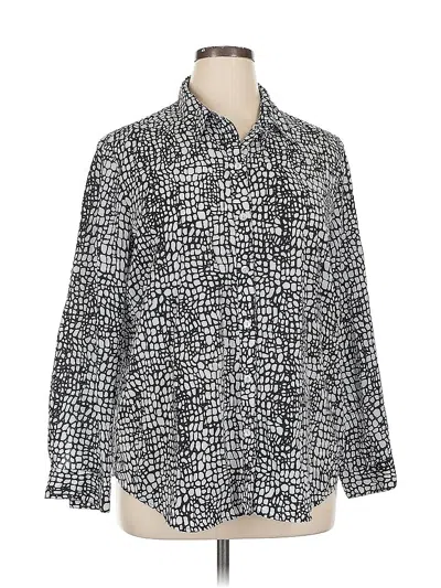 Pre-owned Chico's Long Sleeve Blouse In Silver
