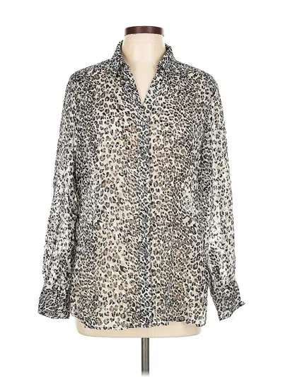 Pre-owned Chico's Long Sleeve Blouse In Silver