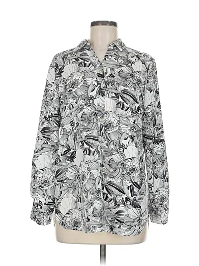 Pre-owned Chico's Long Sleeve Blouse In Silver