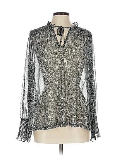 Pre-owned Chico's Long Sleeve Blouse In Silver