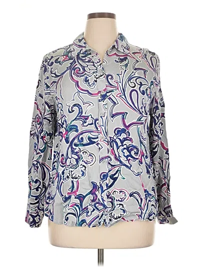 Pre-owned Chico's Long Sleeve Blouse In Silver