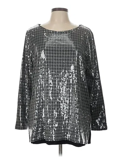 Pre-owned Chico's Long Sleeve Blouse In Silver