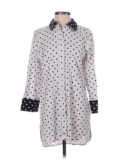 Pre-owned Chico's Long Sleeve Blouse In Silver