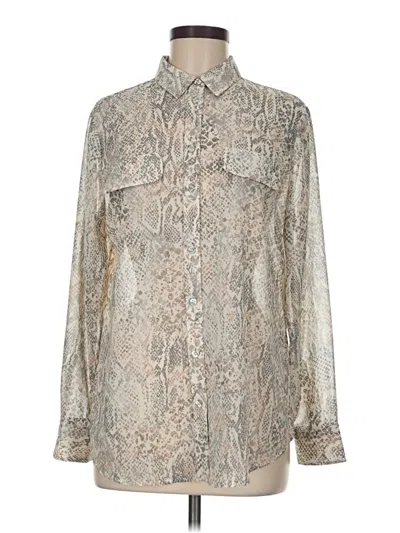 Pre-owned Chico's Long Sleeve Blouse In Silver