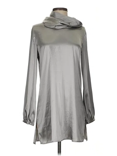 Pre-owned Chico's Long Sleeve Blouse In Silver