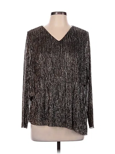 Pre-owned Chico's Long Sleeve Blouse In Silver