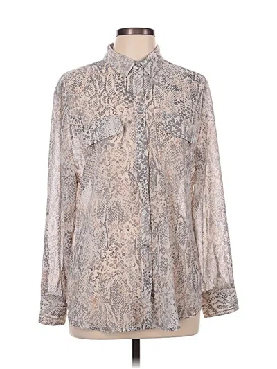 Pre-owned Chico's Long Sleeve Blouse In Silver