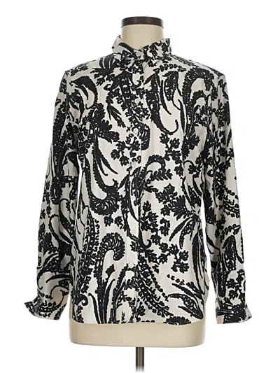Pre-owned Chico's Long Sleeve Blouse In Silver