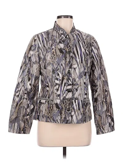 Pre-owned Chico's Long Sleeve Blouse In Silver