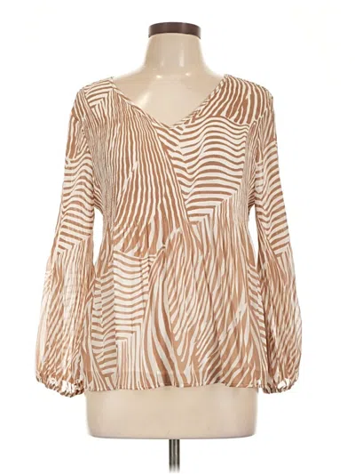 Pre-owned Chico's Long Sleeve Blouse In Tan