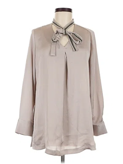 Pre-owned Chico's Long Sleeve Blouse In Tan