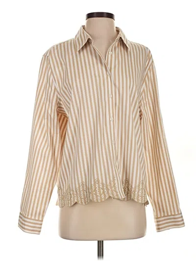 Pre-owned Chico's Long Sleeve Blouse In Tan