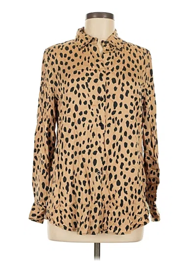Pre-owned Chico's Long Sleeve Blouse In Tan