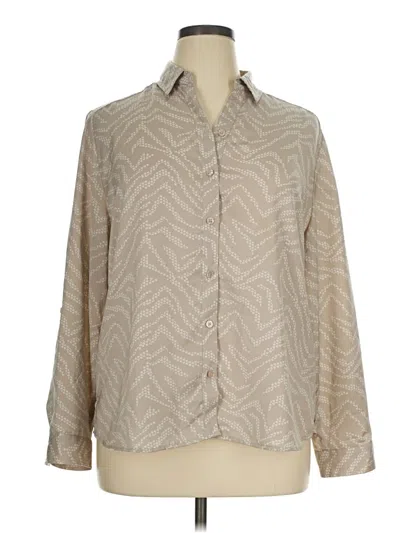 Pre-owned Chico's Long Sleeve Blouse In Tan