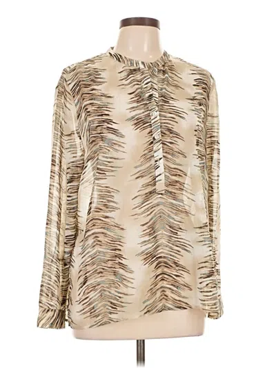 Pre-owned Chico's Long Sleeve Blouse In Tan