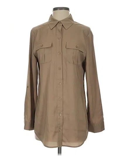 Pre-owned Chico's Long Sleeve Blouse In Tan