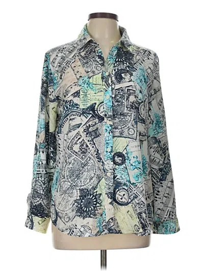 Pre-owned Chico's Long Sleeve Blouse In Teal