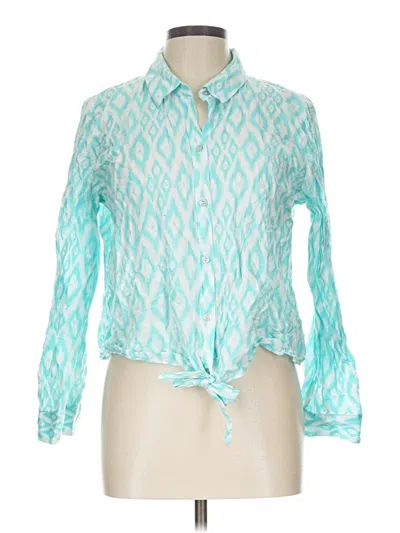 Pre-owned Chico's Long Sleeve Blouse In Teal