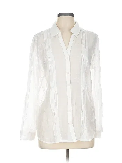 Pre-owned Chico's Long Sleeve Blouse In White