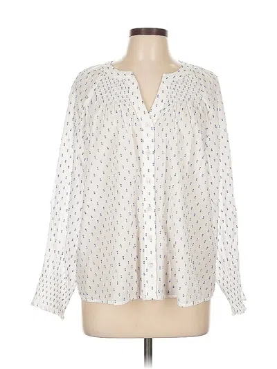Pre-owned Chico's Long Sleeve Blouse In White