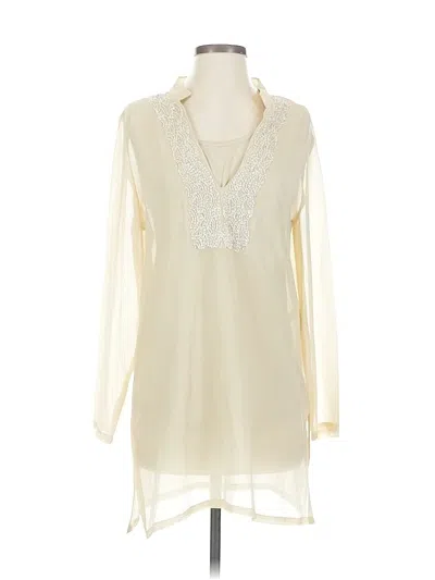 Pre-owned Chico's Long Sleeve Blouse In White