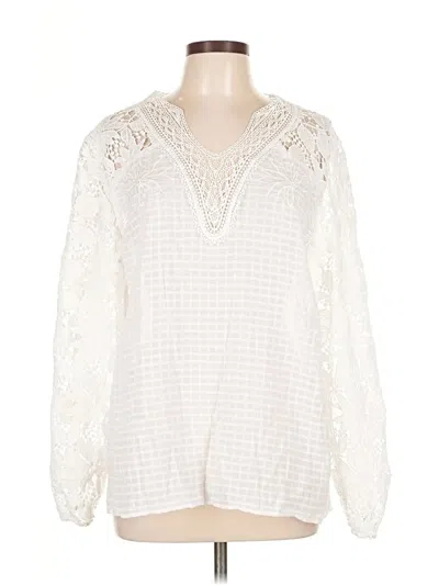 Pre-owned Chico's Long Sleeve Blouse In White