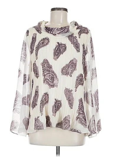 Pre-owned Chico's Long Sleeve Blouse In White
