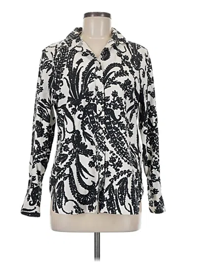 Pre-owned Chico's Long Sleeve Blouse In White