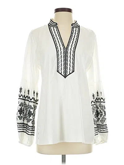 Pre-owned Chico's Long Sleeve Blouse In White