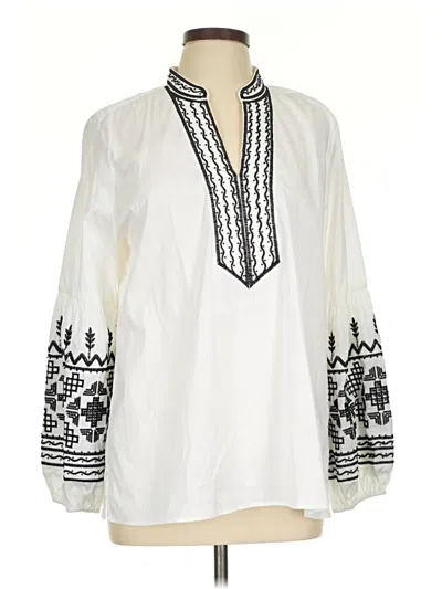 Pre-owned Chico's Long Sleeve Blouse In White