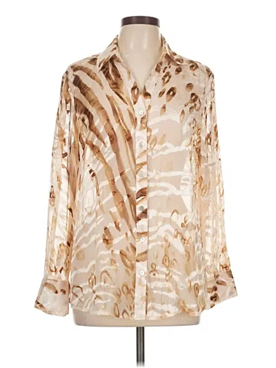 Pre-owned Chico's Long Sleeve Blouse In White